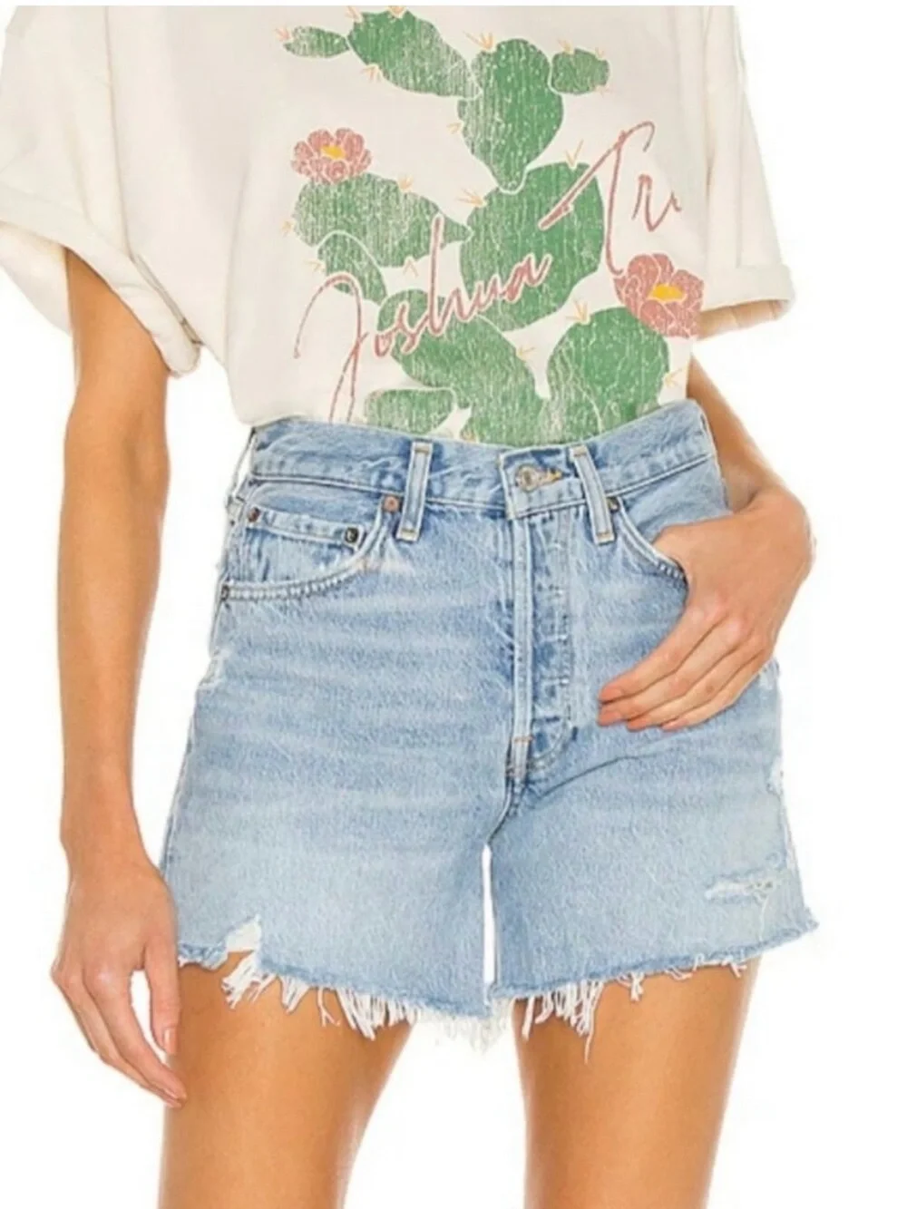AGOLDE Parker Long Short Swapmeet Distressed Cut-off Jean Denim SZ 29 Festival